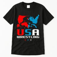 Usa Wrestling Independence Day American Flag Wrestler Sports Tall T-Shirt