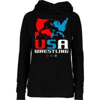 Usa Wrestling Independence Day American Flag Wrestler Sports Womens Funnel Neck Pullover Hood