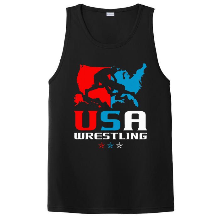 Usa Wrestling Independence Day American Flag Wrestler Sports PosiCharge Competitor Tank