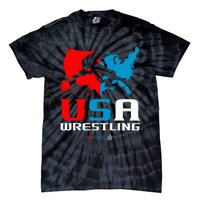 Usa Wrestling Independence Day American Flag Wrestler Sports Tie-Dye T-Shirt