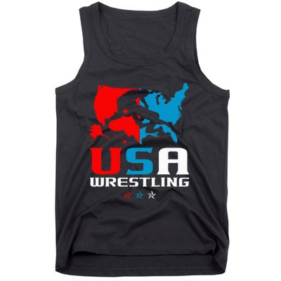 Usa Wrestling Independence Day American Flag Wrestler Sports Tank Top