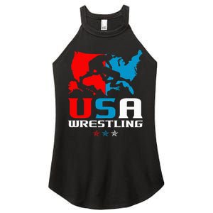 Usa Wrestling Independence Day American Flag Wrestler Sports Women's Perfect Tri Rocker Tank