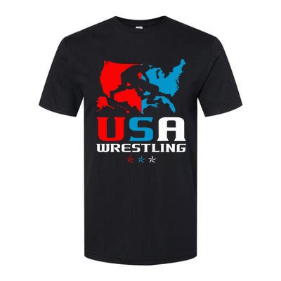 Usa Wrestling Independence Day American Flag Wrestler Sports Softstyle® CVC T-Shirt