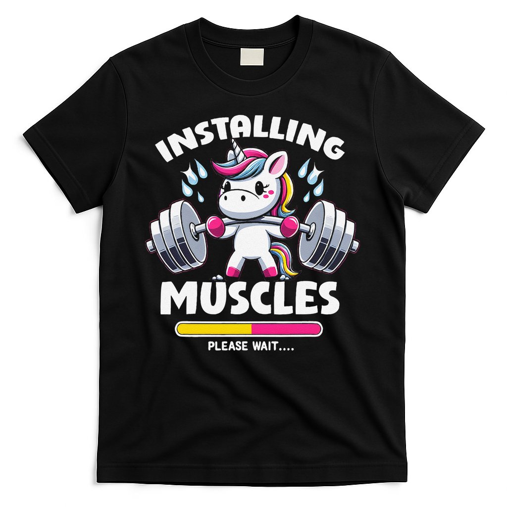 Unicorn Weightlifting Installing Muscles Gym Workout Fitness T-Shirt