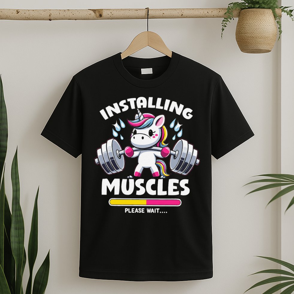 Unicorn Weightlifting Installing Muscles Gym Workout Fitness T-Shirt