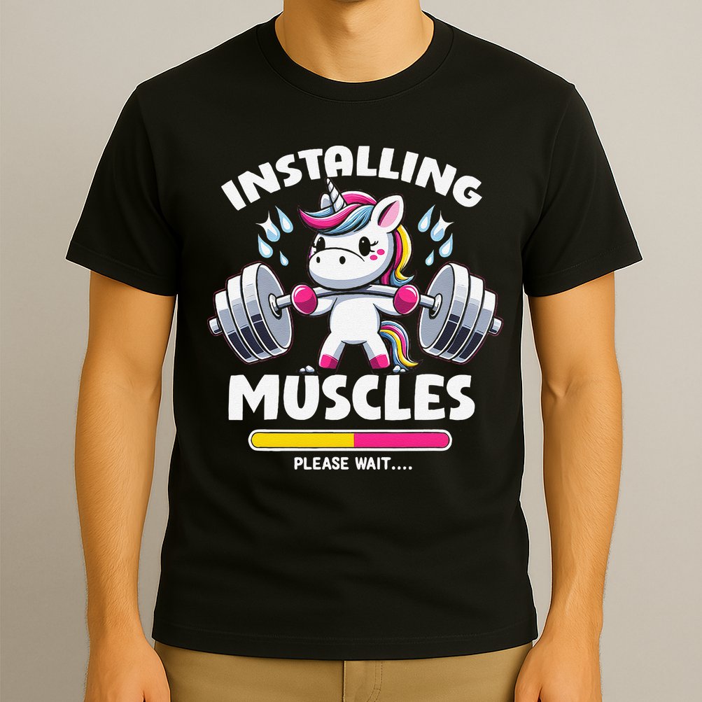 Unicorn Weightlifting Installing Muscles Gym Workout Fitness T-Shirt