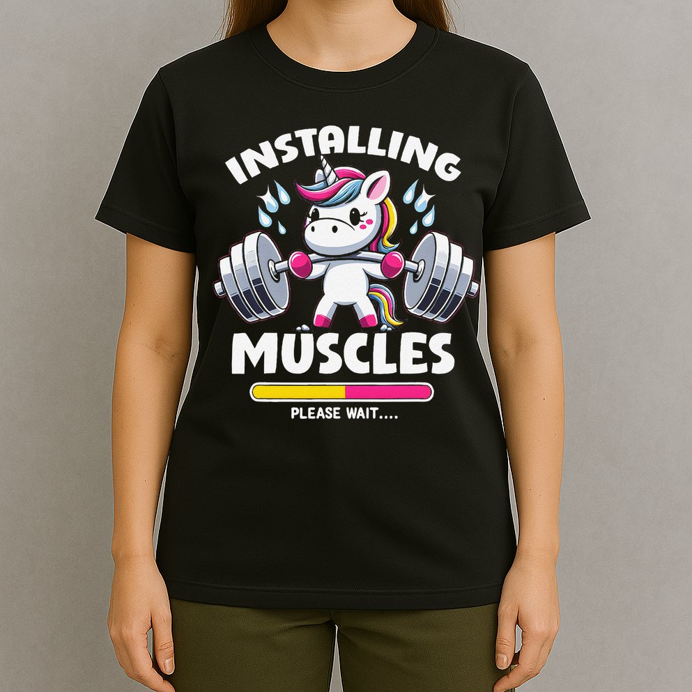 Unicorn Weightlifting Installing Muscles Gym Workout Fitness T-Shirt