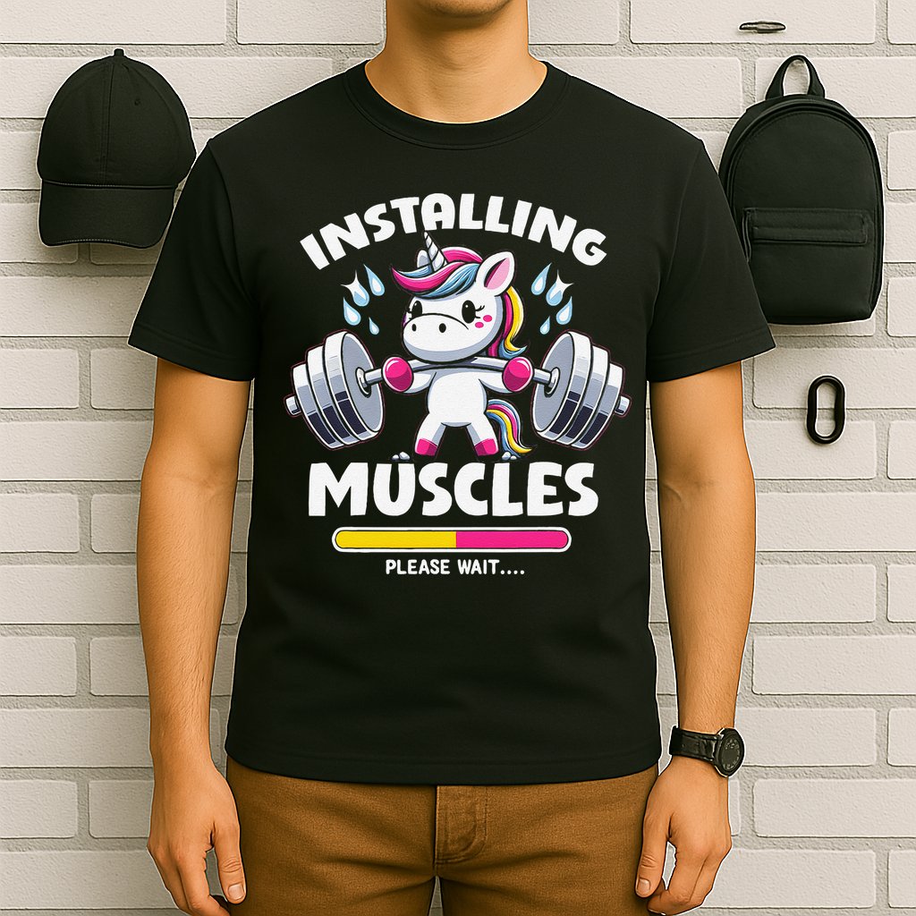Unicorn Weightlifting Installing Muscles Gym Workout Fitness T-Shirt
