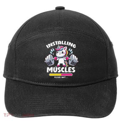 Unicorn Weightlifting Installing Muscles Gym Workout Fitness 7-Panel Snapback Hat