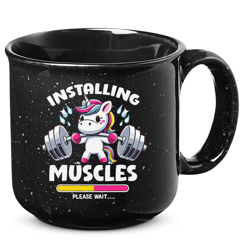 Unicorn Weightlifting Installing Muscles Gym Workout Fitness 15oz Campfire Ceramic Mug