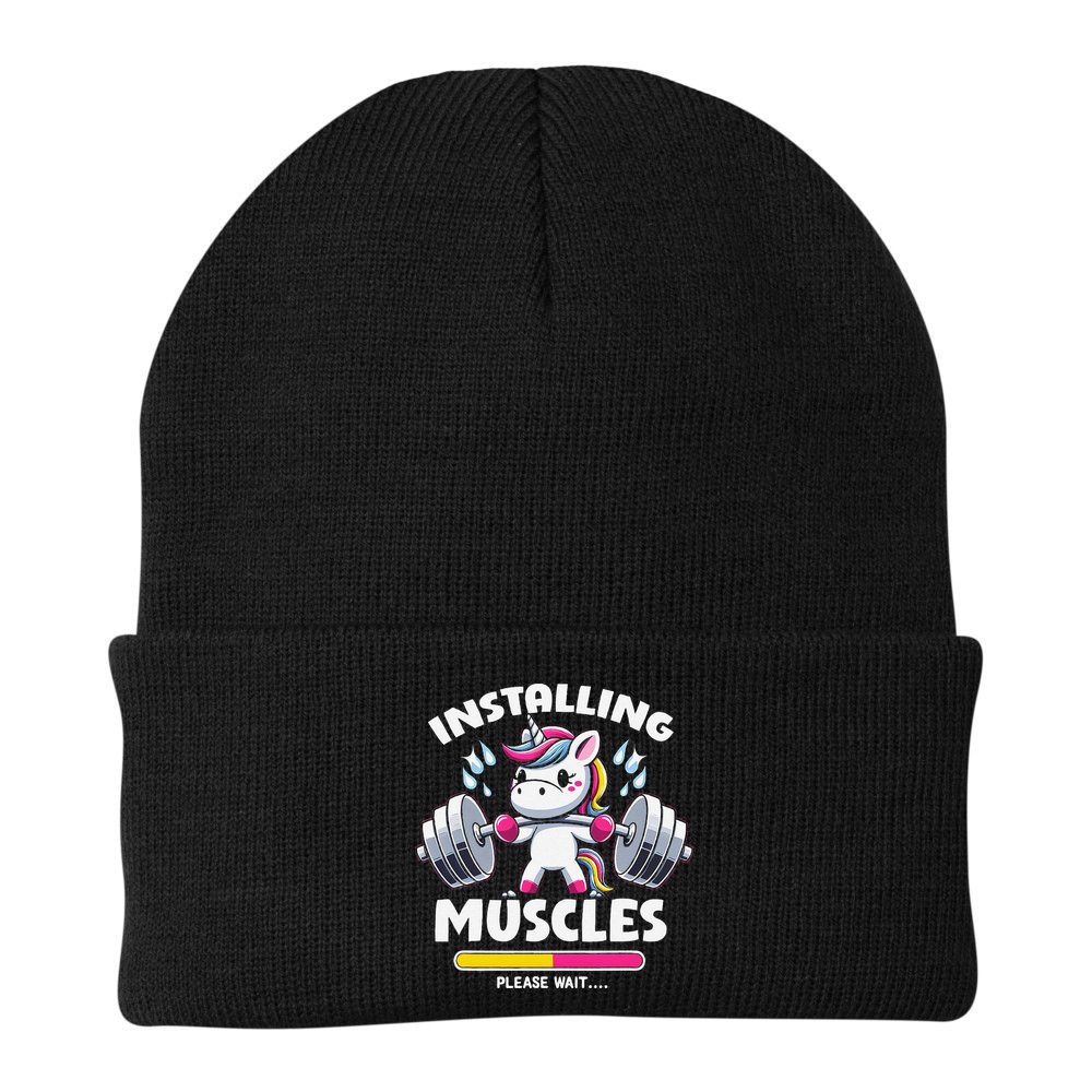 Unicorn Weightlifting Installing Muscles Gym Workout Fitness Beanie