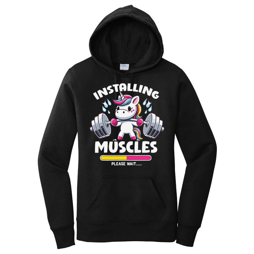 Unicorn Weightlifting Installing Muscles Gym Workout Fitness Women's Pullover Hoodie
