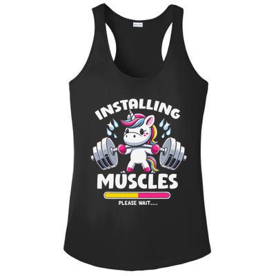Unicorn Weightlifting Installing Muscles Gym Workout Fitness Ladies PosiCharge Competitor Racerback Tank