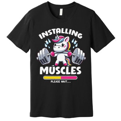 Unicorn Weightlifting Installing Muscles Gym Workout Fitness Premium T-Shirt