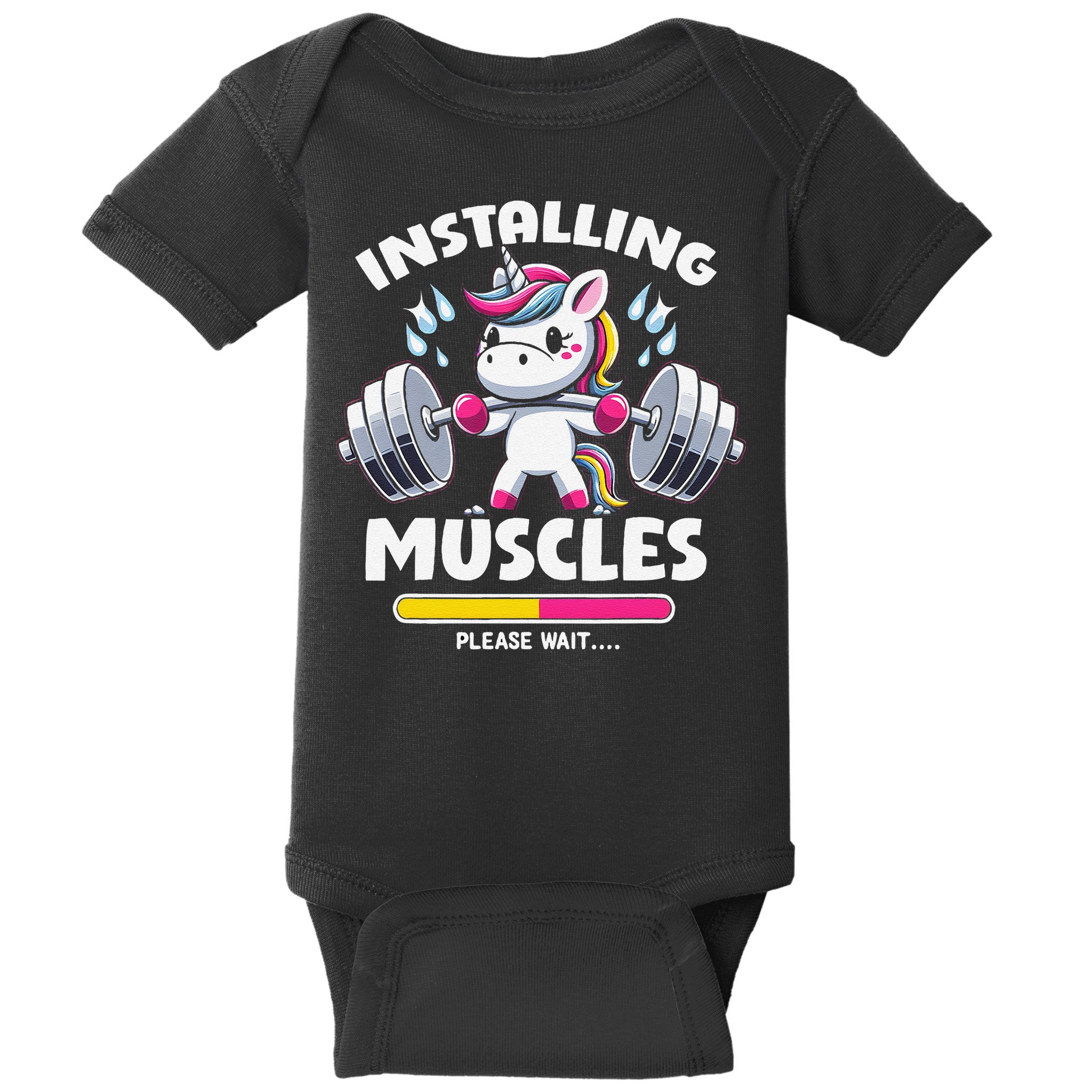 Unicorn Weightlifting Installing Muscles Gym Workout Fitness Baby Bodysuit
