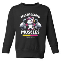 Unicorn Weightlifting Installing Muscles Gym Workout Fitness Toddler Sweatshirt