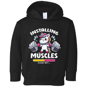 Unicorn Weightlifting Installing Muscles Gym Workout Fitness Toddler Hoodie