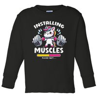 Unicorn Weightlifting Installing Muscles Gym Workout Fitness Toddler Long Sleeve Shirt