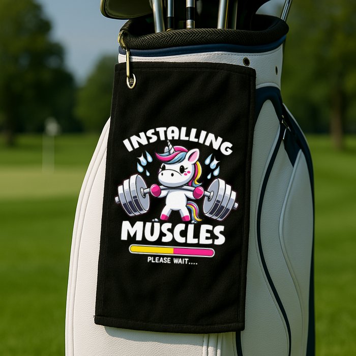 Unicorn Weightlifting Installing Muscles Gym Workout Fitness Golf Towel