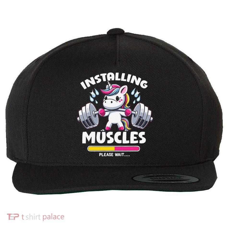 Unicorn Weightlifting Installing Muscles Gym Workout Fitness Wool Snapback Cap