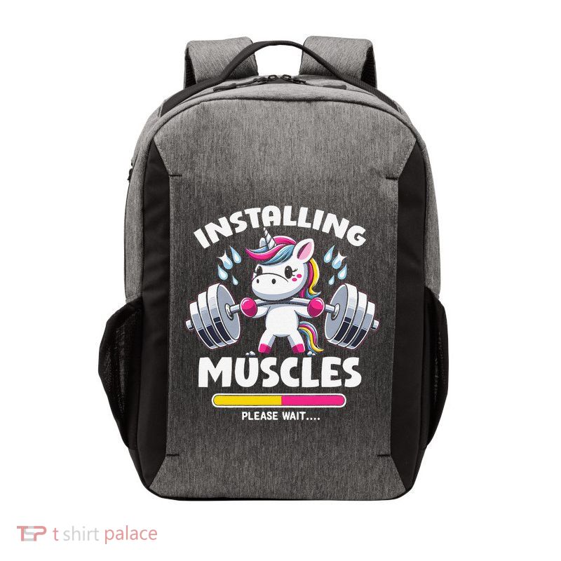 Unicorn Weightlifting Installing Muscles Gym Workout Fitness Vector Backpack