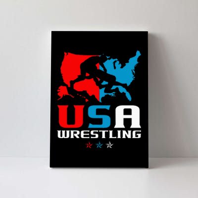 Usa Wrestling Independence Day American Flag Wrestler Sports Canvas