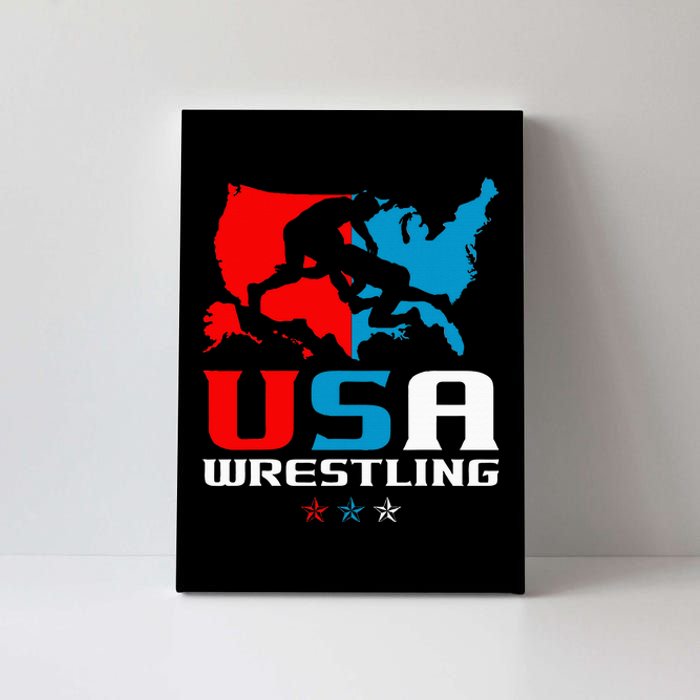 Usa Wrestling Independence Day American Flag Wrestler Sports Canvas