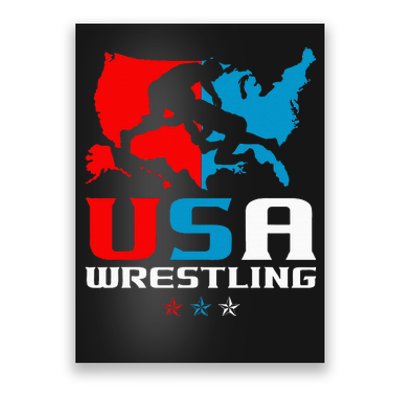 Usa Wrestling Independence Day American Flag Wrestler Sports Poster