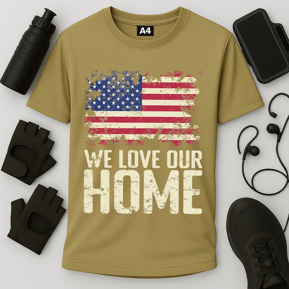 Usa We Love Our Home Cooling Performance Crew T-Shirt