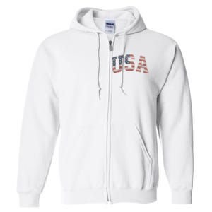 USA Women Men Patriotic American Flag Distressed Full Zip Hoodie