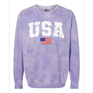 USA Women Men Kids Patriotic American Flag July 4th Colorblast Crewneck Sweatshirt