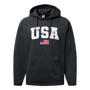 USA Women Men Kids Patriotic American Flag July 4th Performance Fleece Hoodie