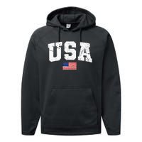 USA Women Men Kids Patriotic American Flag July 4th Performance Fleece Hoodie