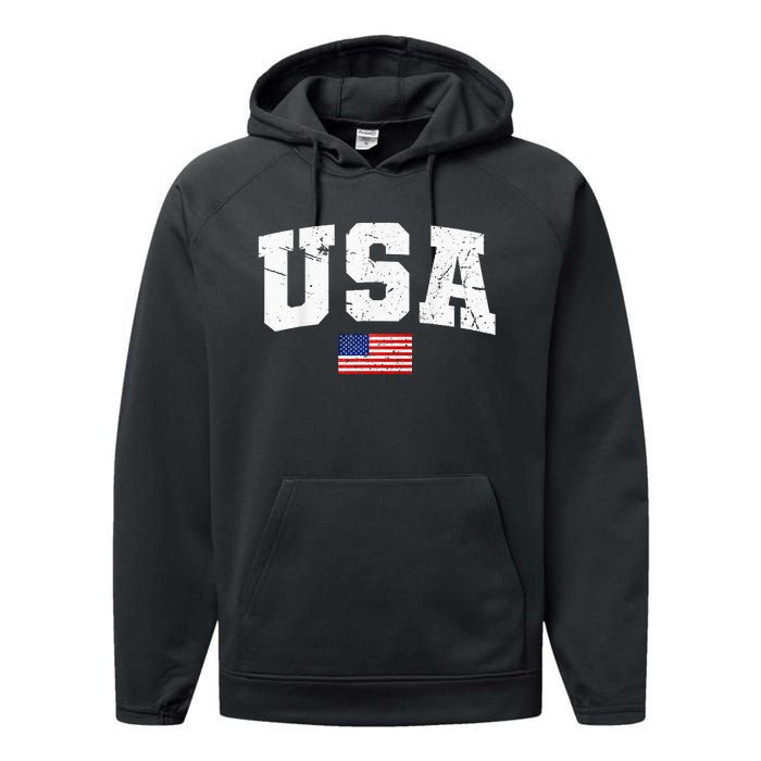 USA Women Men Kids Patriotic American Flag July 4th Performance Fleece Hoodie