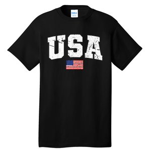 USA Women Men Kids Patriotic American Flag July 4th Tall T-Shirt