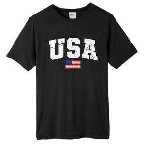 USA Women Men Kids Patriotic American Flag July 4th Tall Fusion ChromaSoft Performance T-Shirt