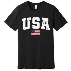 USA Women Men Kids Patriotic American Flag July 4th Premium T-Shirt