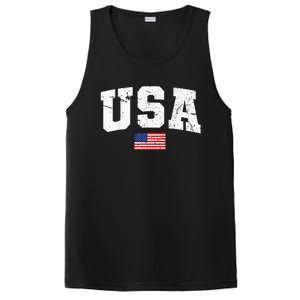 USA Women Men Kids Patriotic American Flag July 4th PosiCharge Competitor Tank