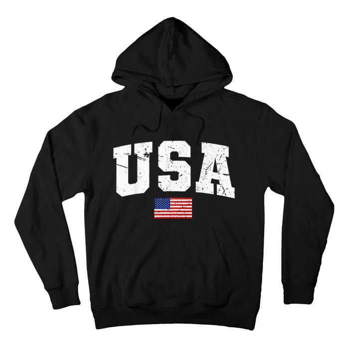 USA Women Men Kids Patriotic American Flag July 4th Tall Hoodie