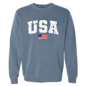 USA Women Men Kids Patriotic American Flag July 4th Garment-Dyed Sweatshirt