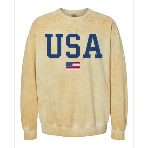 USA Women Men Kids Patriotic American Flag July 4th Colorblast Crewneck Sweatshirt