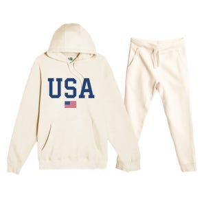 USA Women Men Kids Patriotic American Flag July 4th Premium Hooded Sweatsuit Set