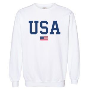 USA Women Men Kids Patriotic American Flag July 4th Garment-Dyed Sweatshirt