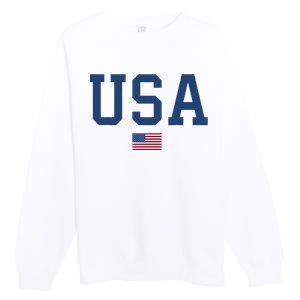 USA Women Men Kids Patriotic American Flag July 4th Premium Crewneck Sweatshirt