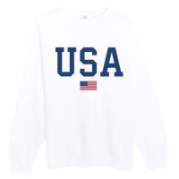 USA Women Men Kids Patriotic American Flag July 4th Premium Crewneck Sweatshirt