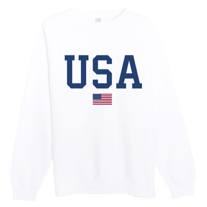 USA Women Men Kids Patriotic American Flag July 4th Premium Crewneck Sweatshirt