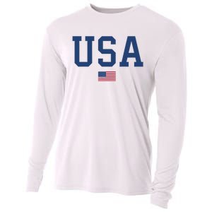 USA Women Men Kids Patriotic American Flag July 4th Cooling Performance Long Sleeve Crew