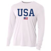 USA Women Men Kids Patriotic American Flag July 4th Cooling Performance Long Sleeve Crew