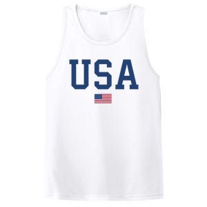 USA Women Men Kids Patriotic American Flag July 4th PosiCharge Competitor Tank