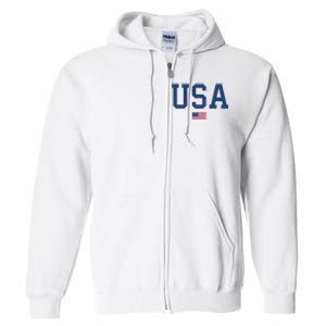 USA Women Men Kids Patriotic American Flag July 4th Full Zip Hoodie